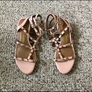 Mauve Rosegold Stud Sandals